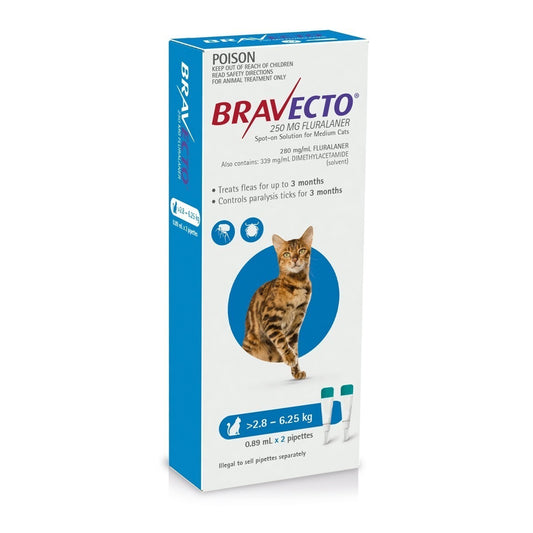 Bravecto Topical Spot-On - 6 Months Flea & Tick Protection - For Medium Cats 2.8-6.25kg - Default Title - Pest Control Treatment - Cat N Dog Shop