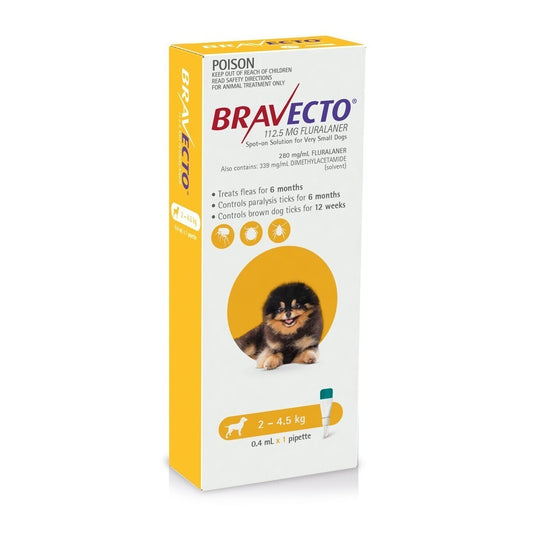 Bravecto Spot-On Flea & Tick Treatment For Very Small Dogs 2-4.5kg - Default Title - Pest Control Treatment - Cat N Dog Shop