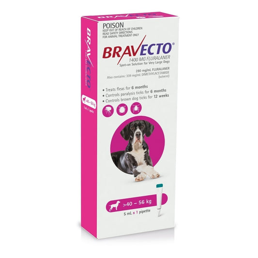Bravecto Spot-On Flea & Tick Treatment For Very Large Dogs 40-56kg - Protection Up To 6 Months - Default Title - Pest Control Treatment - Cat N Dog Shop