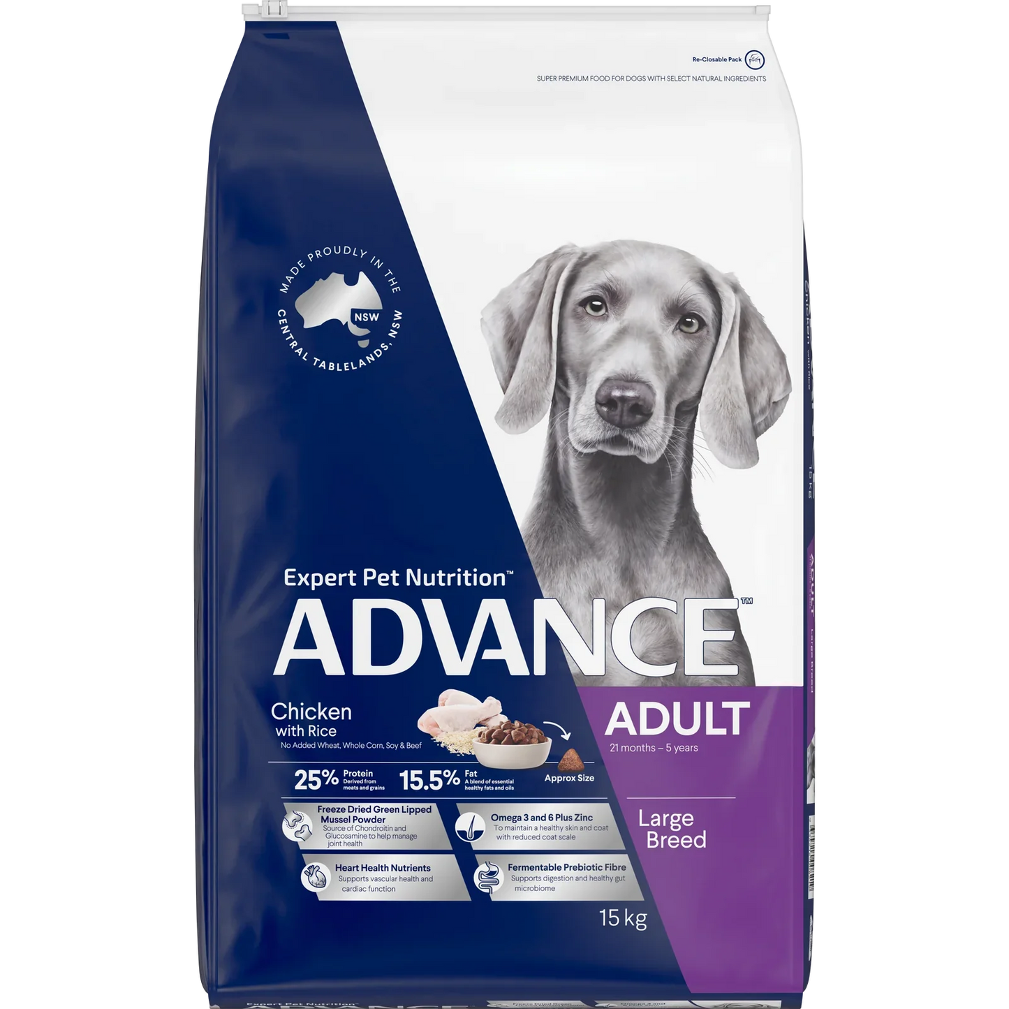 ADVANCE Adult Large Breed Dry Dog Food Kibble Chicken With Rice 15kg - 15kg - Dry Dog Food - Cat N Dog Shop