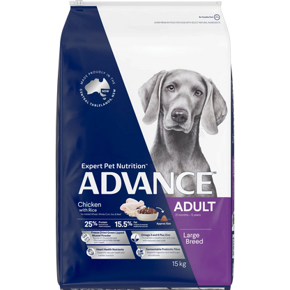 ADVANCE Adult Large Breed Dry Dog Food Kibble Chicken With Rice 15kg - 15kg - Dry Dog Food - Cat N Dog Shop