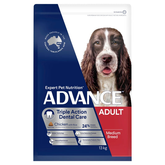 ADVANCE Dental Care Triple Action Adult Medium Breed Dry Dog Food Kibble Chicken With Rice 13kg - Default Title - Dry Dog Food - Cat N Dog Shop
