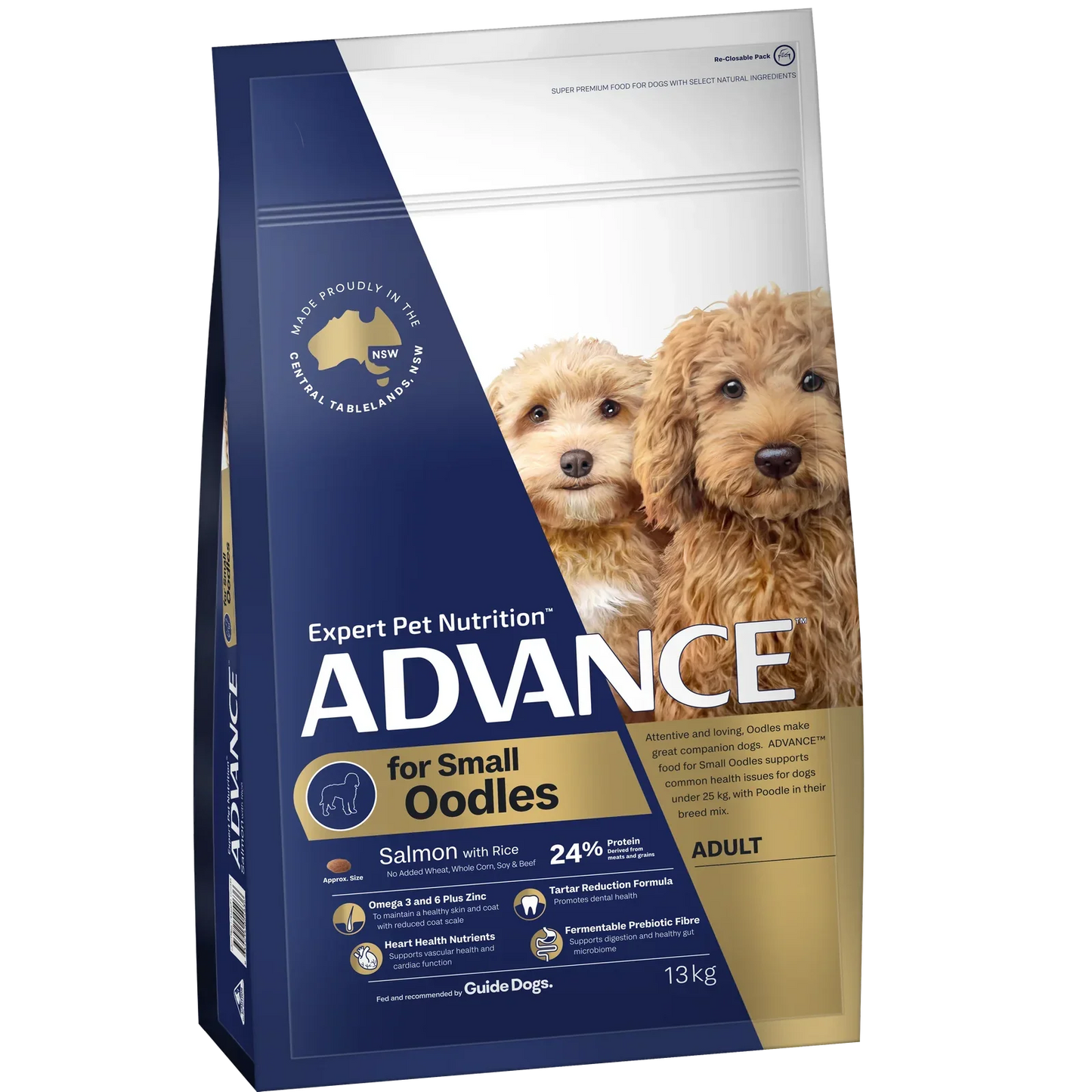 ADVANCE Oodles Adult Small Breed Dry Dog Food Kibble Salmon With Rice 13kg
