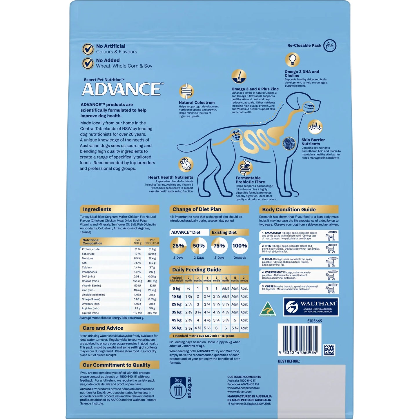 ADVANCE Oodles Puppy Dry Dog Food Kibble Turkey With Rice 2.5kg - 2.5kg - Dry Dog Food - Cat N Dog Shop