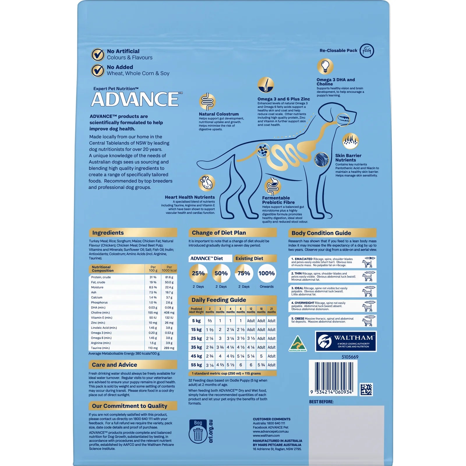 ADVANCE Oodles Puppy Dry Dog Food Kibble Turkey With Rice 2.5kg - 2.5kg - Dry Dog Food - Cat N Dog Shop