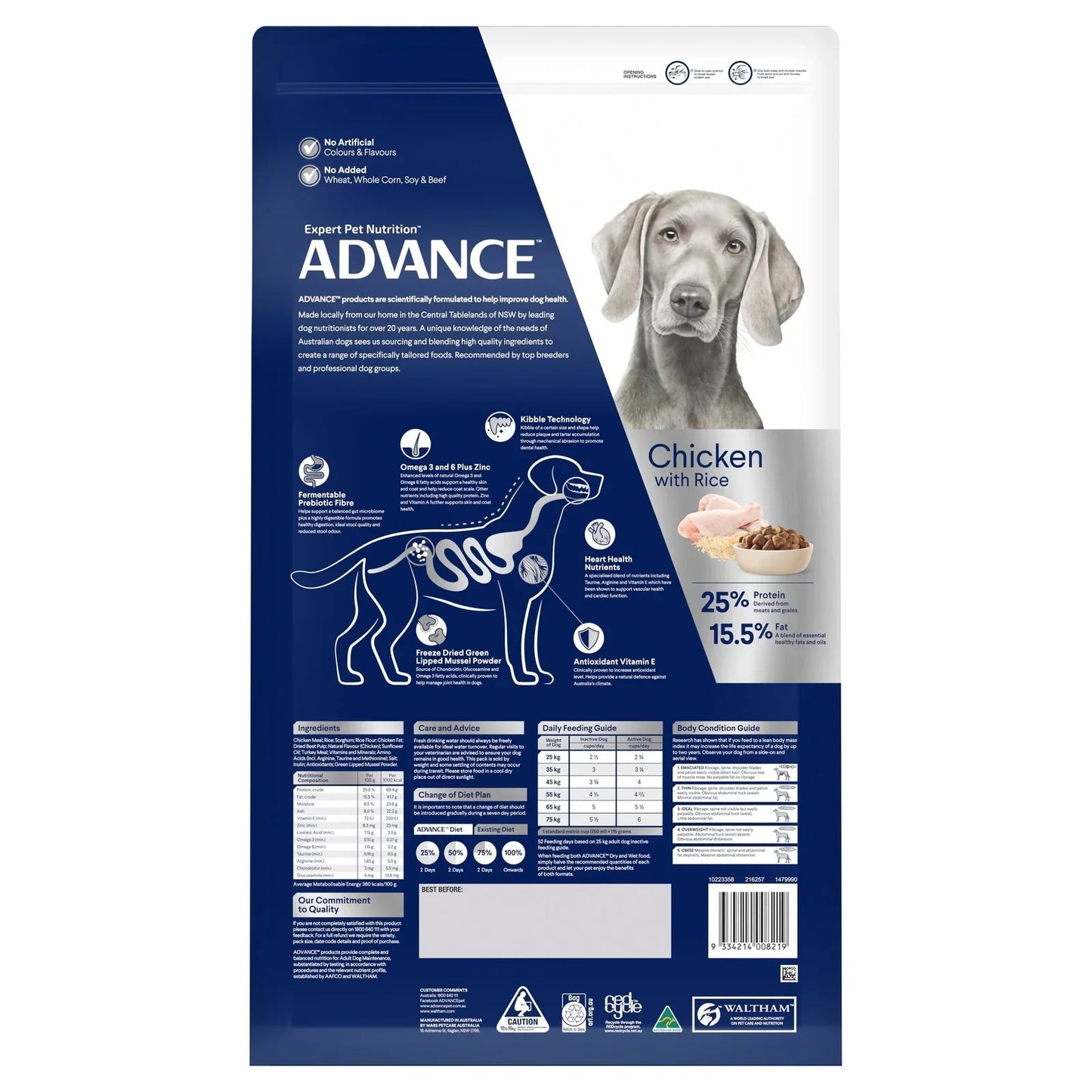 ADVANCE Adult Large Breed Dry Dog Food Kibble Chicken With Rice 20kg