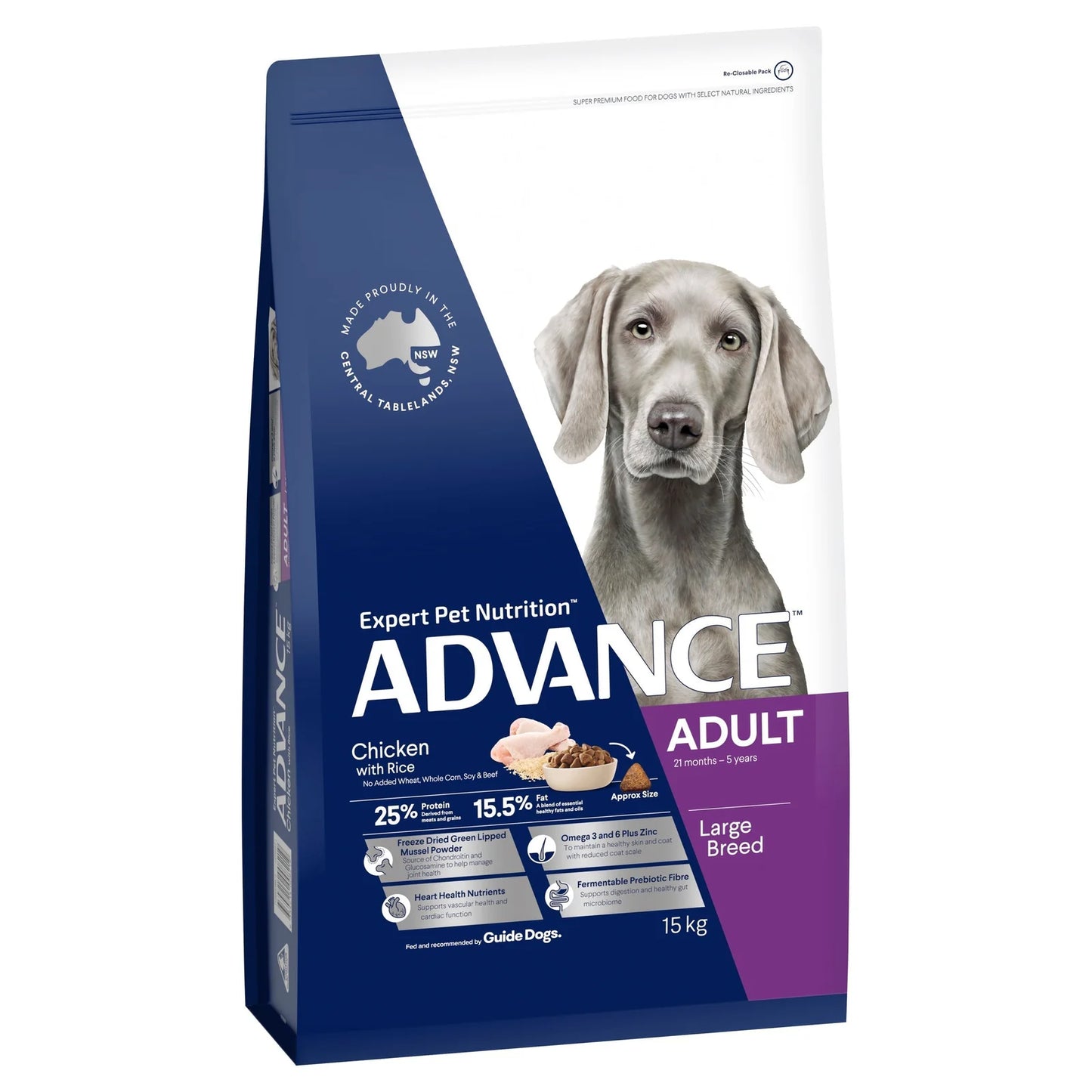 ADVANCE Adult Large Breed Dry Dog Food Kibble Chicken With Rice 15kg - 15kg - Dry Dog Food - Cat N Dog Shop