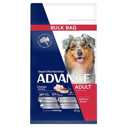 ADVANCE Adult Medium Breed Dry Dog Food Kibble Chicken With Rice 20kg