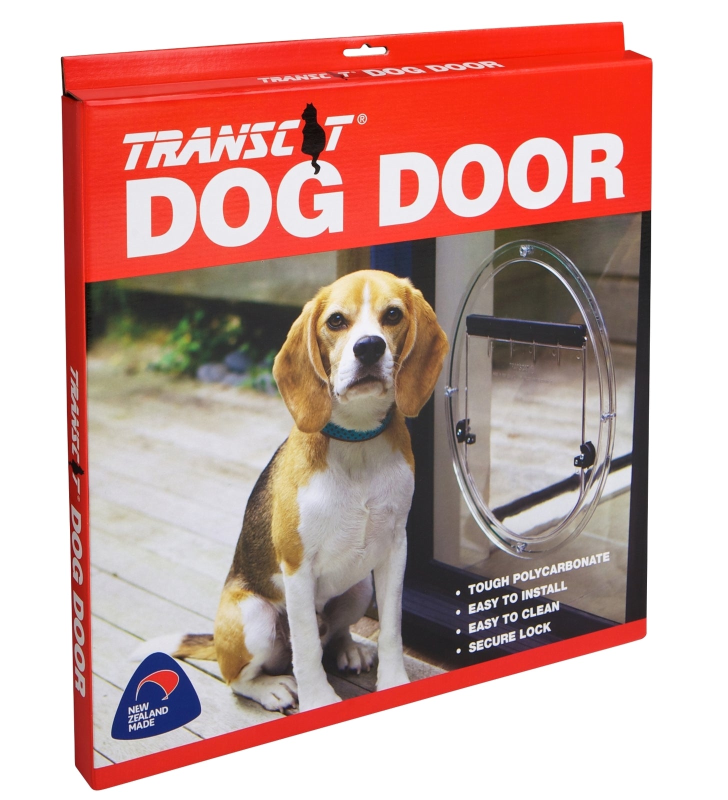 Transcat Large Clear Dog Door for Glass or Wood - 4 Way Lock NZ Made - Default Title - Pet Door - Cat N Dog Shop