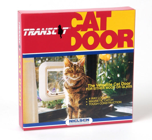 Transcat Cat Door White Pet Door for Glass/Wood 4-Way Lock NZ Made - Default Title - Pet Door - Cat N Dog Shop