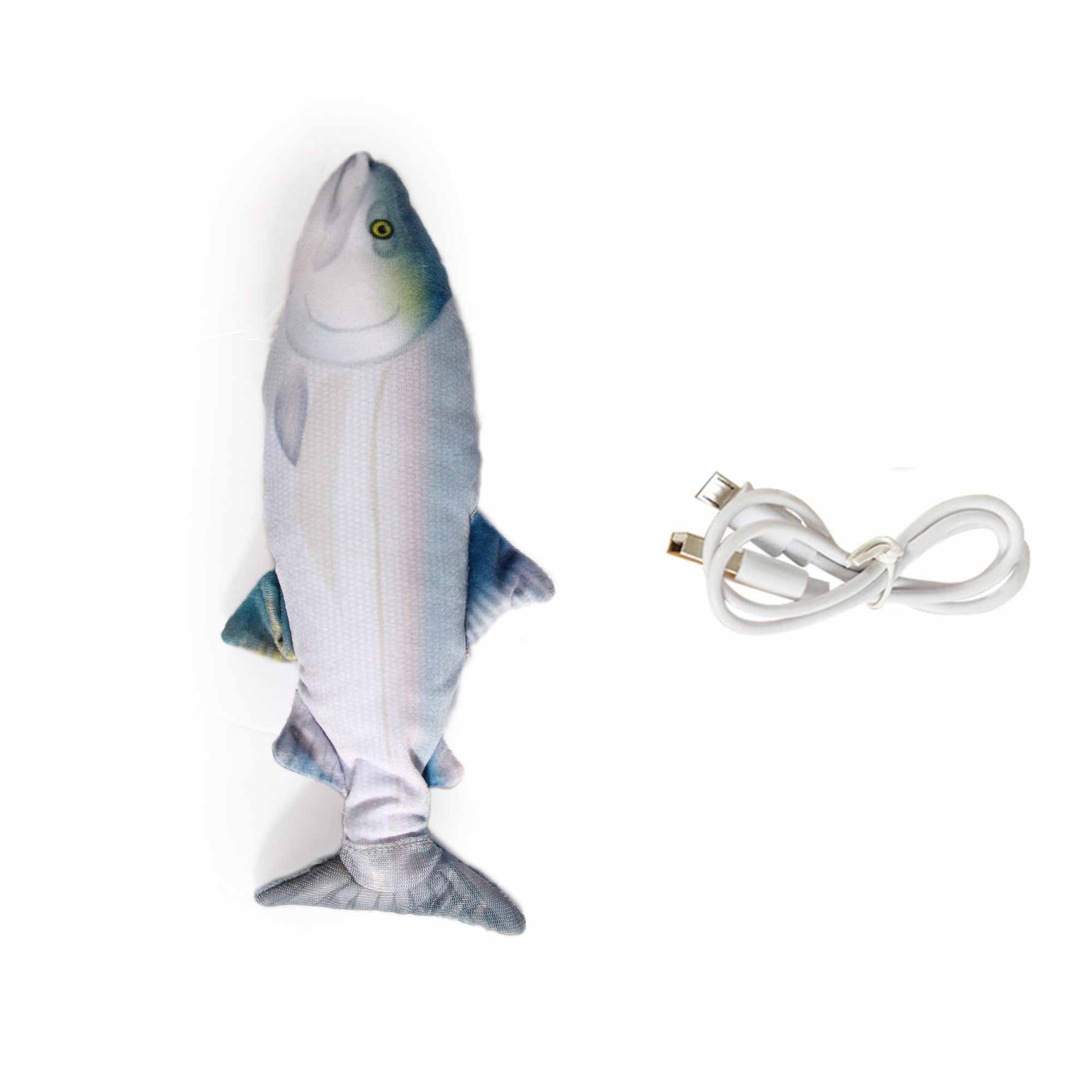 Jittering Sardine Cat Toy Flopping Dancing Fish + Catnip Silvervine Electric USB - Default Title - Pet Care > Toys > Cat Toys - Cat N Dog Shop