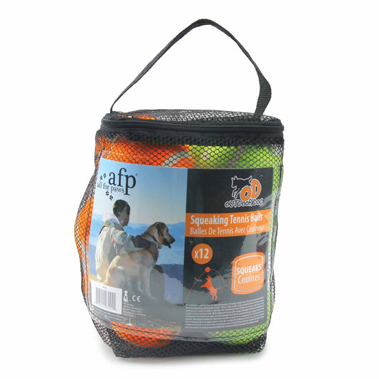 12 Pack Dog Squeaking Tennis Balls - 6.5cm Squeaky Sound Fetch Play Toy - Default Title - Pet Care > Toys > Dog Toys - Cat N Dog Shop