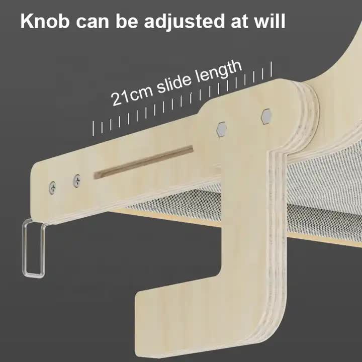 Wooden Frame Wall-Mounted Cat Hammock Bed for Space-Saving Comfort - Default Title - Pet Care > Cat Supplies > Cat Furniture - Cat N Dog Shop