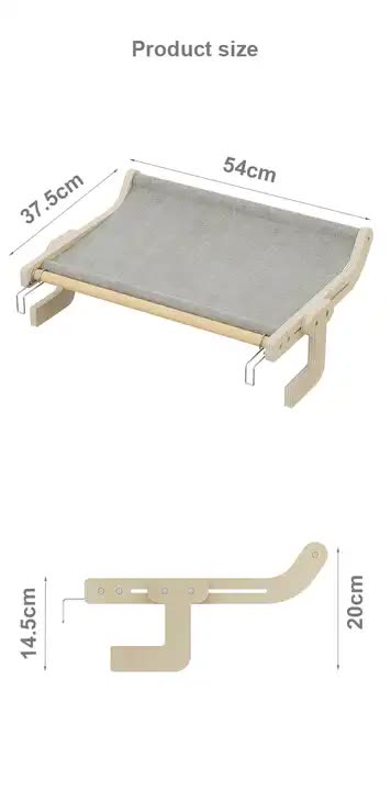 Wooden Frame Wall-Mounted Cat Hammock Bed for Space-Saving Comfort - Default Title - Pet Care > Cat Supplies > Cat Furniture - Cat N Dog Shop