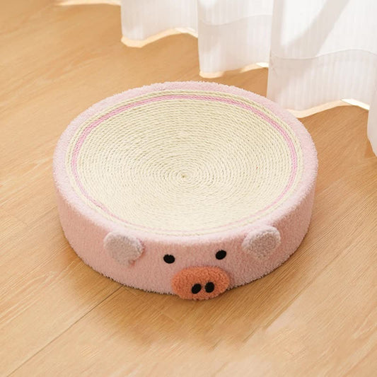 Pink Pig Cat Scratcher Bed - Cute Animal Design Sisal Pad for Scratching & Resting 40*40*10cm - Default Title - Pet Care > Cat Supplies > Cat Scratchers - Cat N Dog Shop