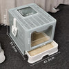 Foldable Cat Litter Box with Pull-Out Tray -Easy Cleaning and Anti-Splash Design Blue 51*41*38cm - Default Title - Pet Care > Cat Supplies > Cat Carriers & Crates - Cat N Dog Shop