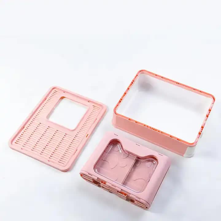 Foldable Cat Litter Box with Pull-Out Tray -Easy Cleaning and Anti-Splash Design Pink 51*41*38cm - Default Title - Pet Care > Cat Supplies > Cat Carriers & Crates - Cat N Dog Shop