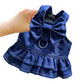 Stylish Pet Denim Harness Dress Set with T-Shirt for Small Dogs
