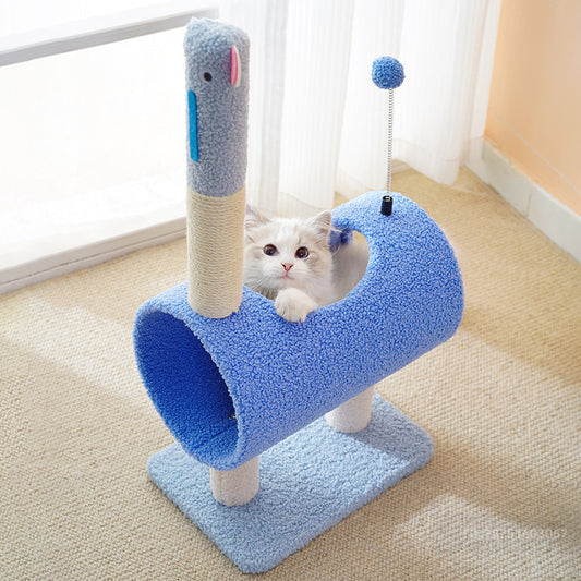 Interactive Cat Tunnel & Scratching Post with Spring Toy for Playful Kittens - Default Title - Pet Care > Cat Supplies > Cat Furniture - Cat N Dog Shop