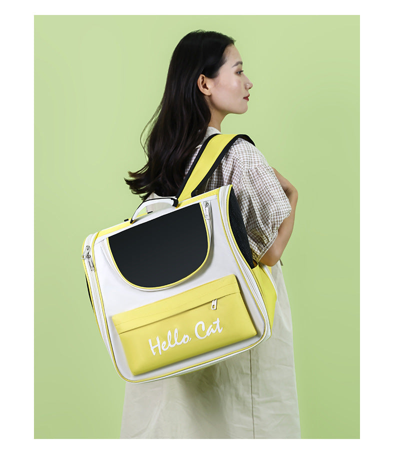 Yellow Transparent Pet Carrier Backpack with Comfort for Cats and Small Dogs - Default Title - Pet Care > Cat Supplies > Cat Carriers & Crates - Cat N Dog Shop
