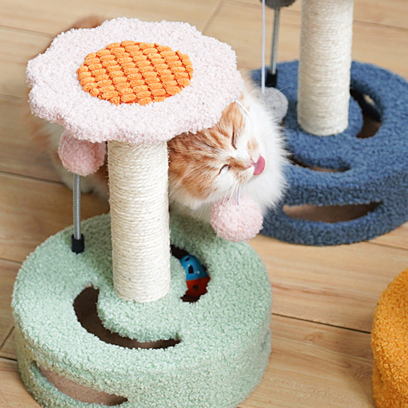 Yellow-Pink Cat Scratching Post with Playful Ball Toys for Active Kittens - Default Title - Pet Care > Cat Supplies > Cat Scratching Posts - Cat N Dog Shop