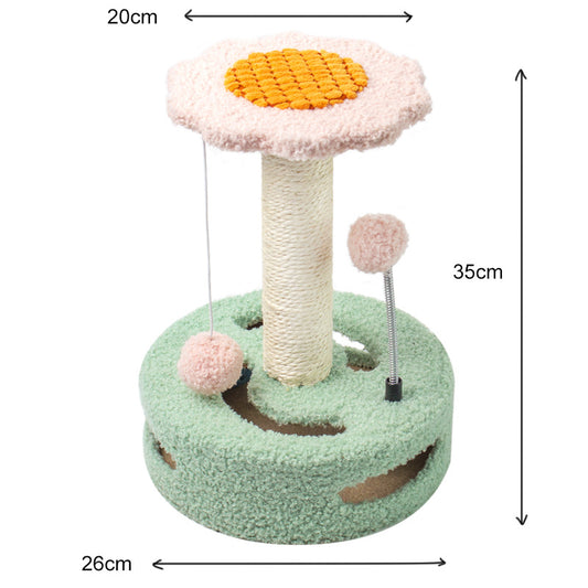 Green-Pink Cat Scratching Post with Ball Toys for Playful Kittens - Default Title - Pet Care > Cat Supplies > Cat Scratching Posts - Cat N Dog Shop