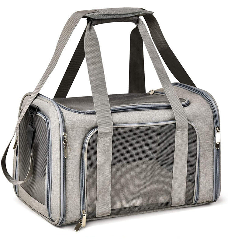 XL Grey Portable Foldable Pet Carrier Bag - Large Capacity Travel Carrier for 2 Small Pets, Comfortable and Stylish Cat Backpack, Foldable & Easy to Carry - Default Title - Pet Care > Cat Supplies > Cat Carriers & Crates - Cat N Dog Shop