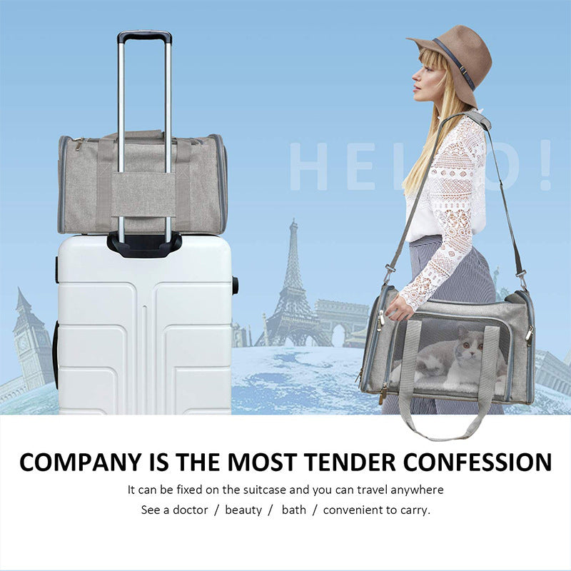 XL Grey Portable Foldable Pet Carrier Bag - Large Capacity Travel Carrier for 2 Small Pets, Comfortable and Stylish Cat Backpack, Foldable & Easy to Carry - Default Title - Pet Care > Cat Supplies > Cat Carriers & Crates - Cat N Dog Shop