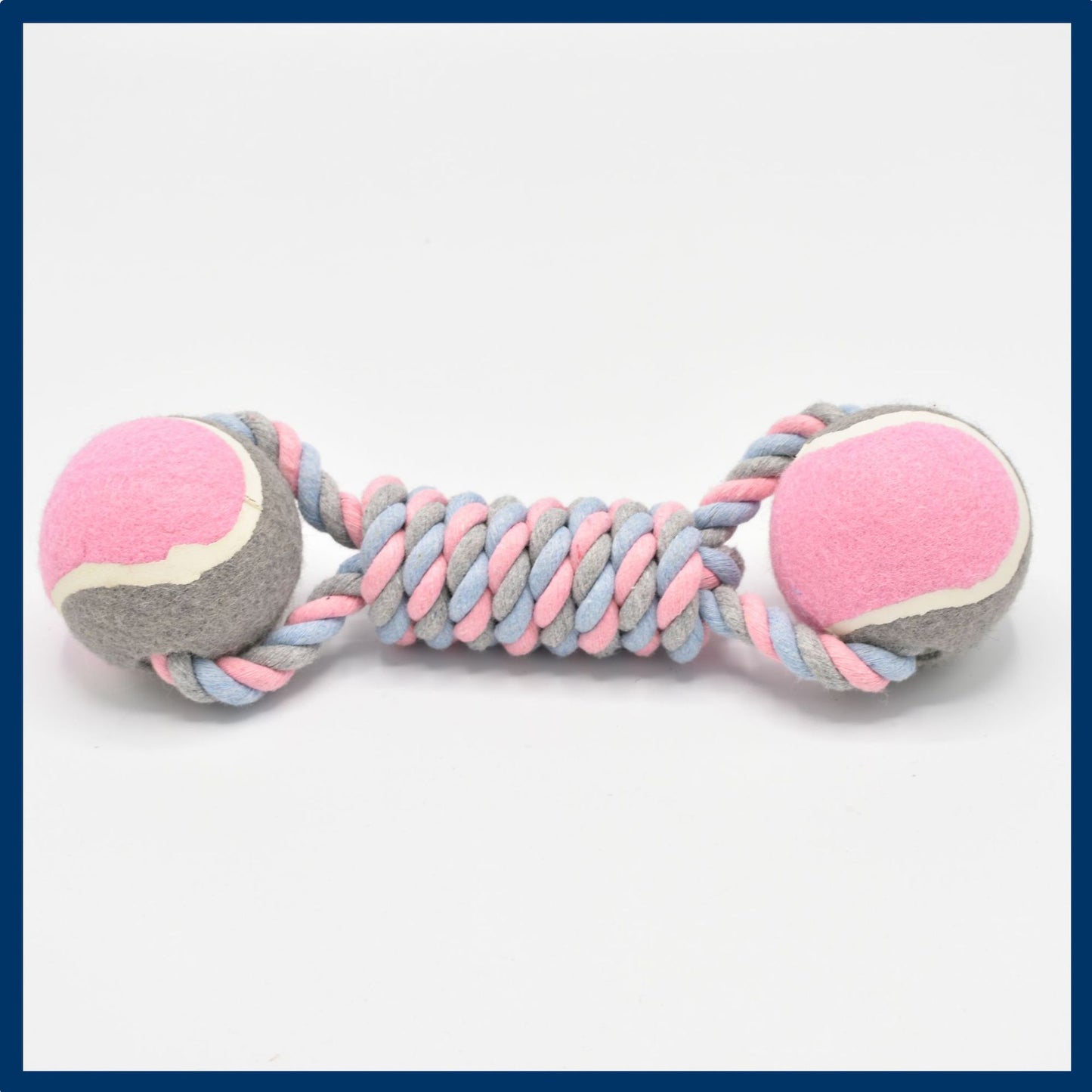 2 PCS Pink Durable Cotton Rope and Tennis Ball Dog Toy Set – Chew Resistant Tug Toys with Rope Dumbbell – Perfect for Dogs of All Sizes - Default Title - Pet Care > Toys > Dog Toys - Cat N Dog Shop