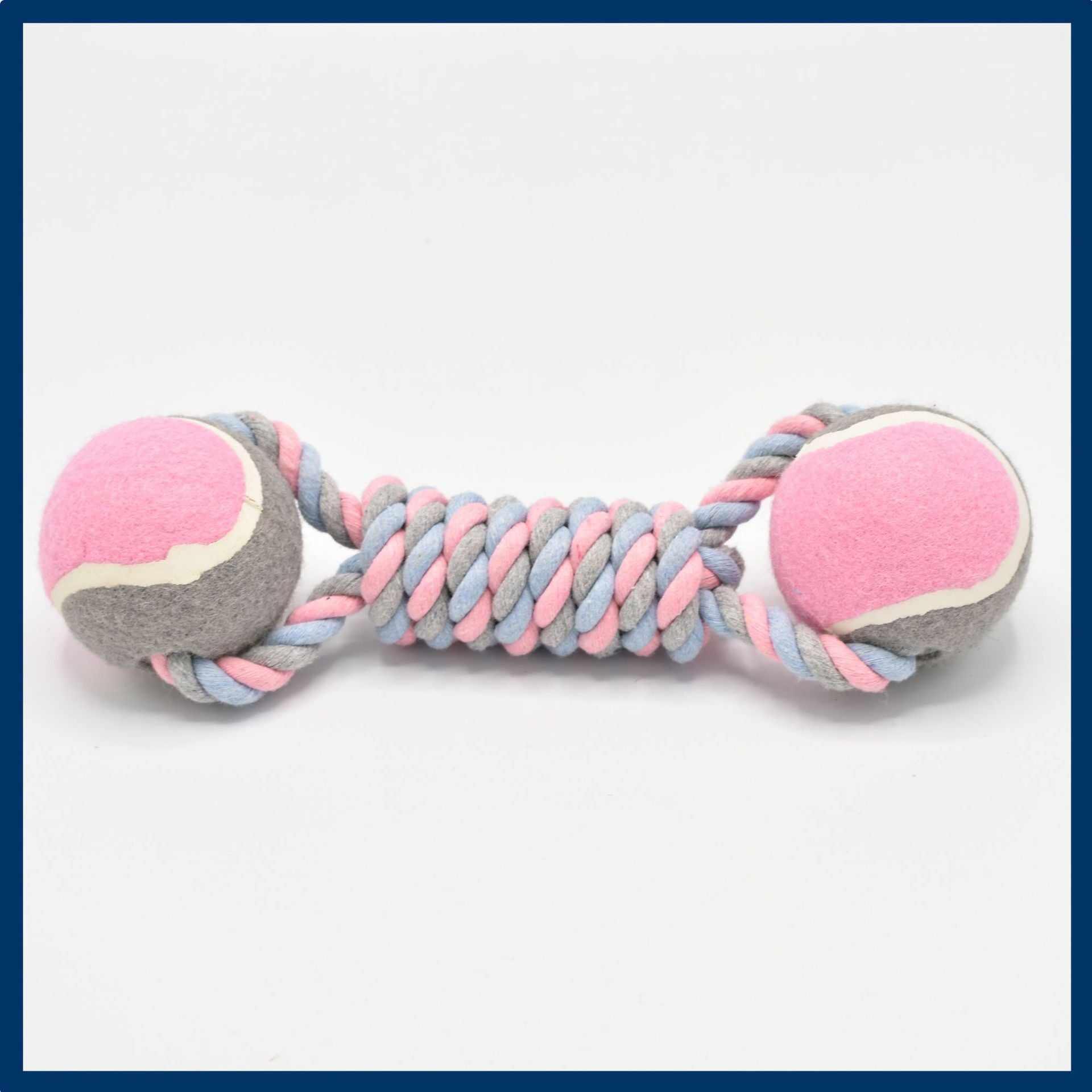 2 PCS Pink Durable Cotton Rope and Tennis Ball Dog Toy Set – Chew Resistant Tug Toys with Rope Dumbbell – Perfect for Dogs of All Sizes - Default Title - Pet Care > Toys > Dog Toys - Cat N Dog Shop