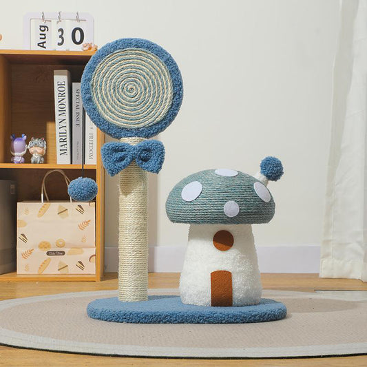 Blue Durable Mushroom Cat Scratching Post with Sofa Protection for Small Cats - Default Title - Pet Care > Cat Supplies > Cat Scratching Posts - Cat N Dog Shop