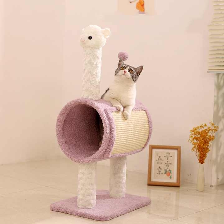 Purple Llama Cat Tree with Tunnel for Playful Cats and Fun - Default Title - Pet Care > Cat Supplies > Cat Scratchers - Cat N Dog Shop