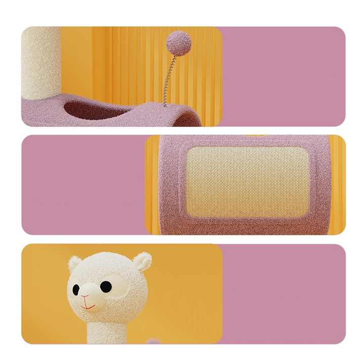 Purple Llama Cat Tree with Tunnel for Playful Cats and Fun - Default Title - Pet Care > Cat Supplies > Cat Scratchers - Cat N Dog Shop