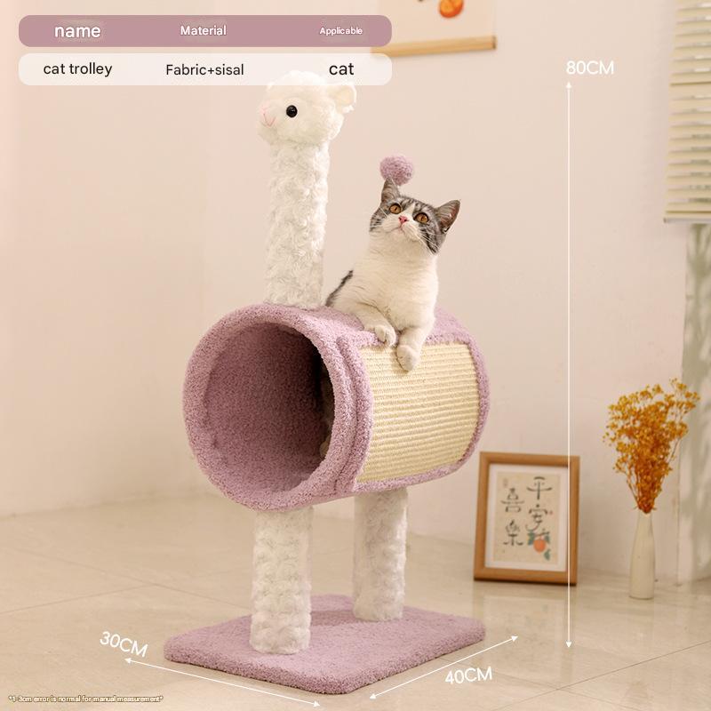 Purple Llama Cat Tree with Tunnel for Playful Cats and Fun - Default Title - Pet Care > Cat Supplies > Cat Scratchers - Cat N Dog Shop