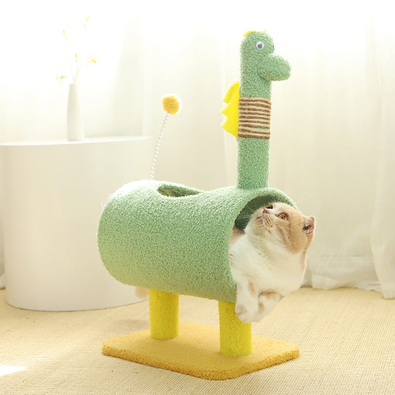 Green Dinosaur-Theme Cat Tree with Tunnel for Playful Cats - Default Title - Pet Care > Cat Supplies > Cat Scratchers - Cat N Dog Shop