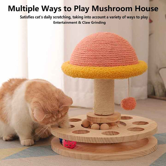 Small Pink Interactive Cat Scratching Post with Ball Track - Fun Mushroom-Shaped Cat Toy for Play, Scratching, and Entertainment - Default Title - Pet Care > Toys > Cat Toys - Cat N Dog Shop