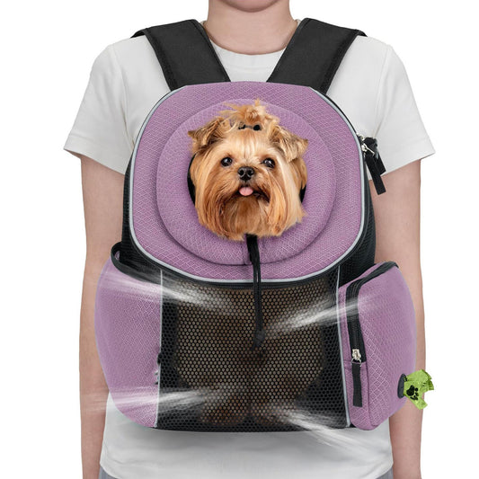 Purple Breathable Mesh Pet Carrier Backpack - Head-Out Design for Small Dogs & Cats, Ventilated Travel Hiking Carrier Bag with Front Entry & Pockets - Default Title - Pet Care > Cat Supplies > Cat Carriers & Crates - Cat N Dog Shop