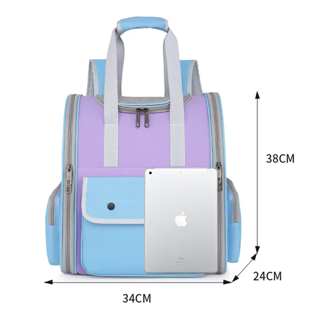 Blue And Purple Portable Pet Carrier Backpack - Spacious, Breathable, and Travel-Friendly for Cats and Small Dogs - Default Title - Pet Care > Cat Supplies > Cat Carriers & Crates - Cat N Dog Shop