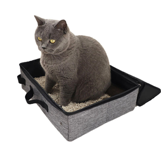 Gray Portable Foldable Cat Litter Box with Waterproof Design for Traveling Cats - Default Title - Pet Care > Cat Supplies > Cat Furniture - Cat N Dog Shop