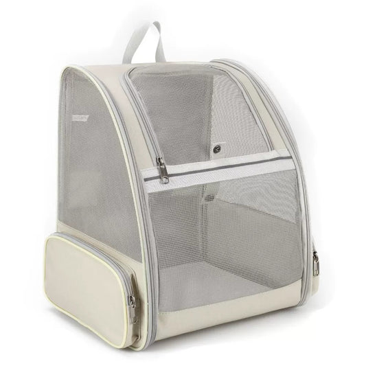 Beige Foldable Pet Carrier Backpack with Breathable Mesh for Cats and Dogs - Default Title - Pet Care > Cat Supplies > Cat Carriers & Crates - Cat N Dog Shop