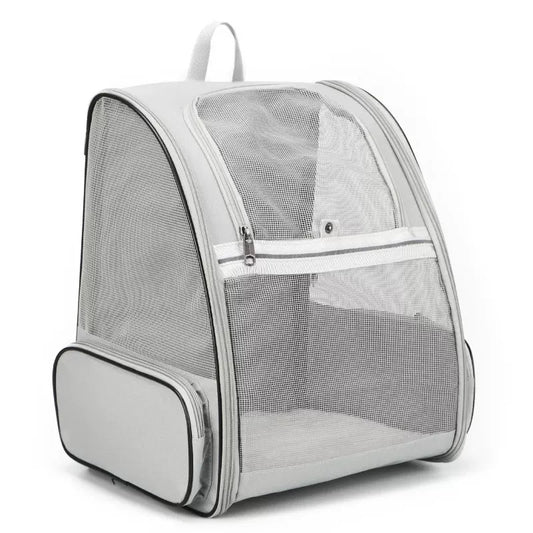 Gray Foldable Pet Carrier Backpack with Breathable Mesh for Cats and Dogs - Default Title - Pet Care > Cat Supplies > Cat Carriers & Crates - Cat N Dog Shop
