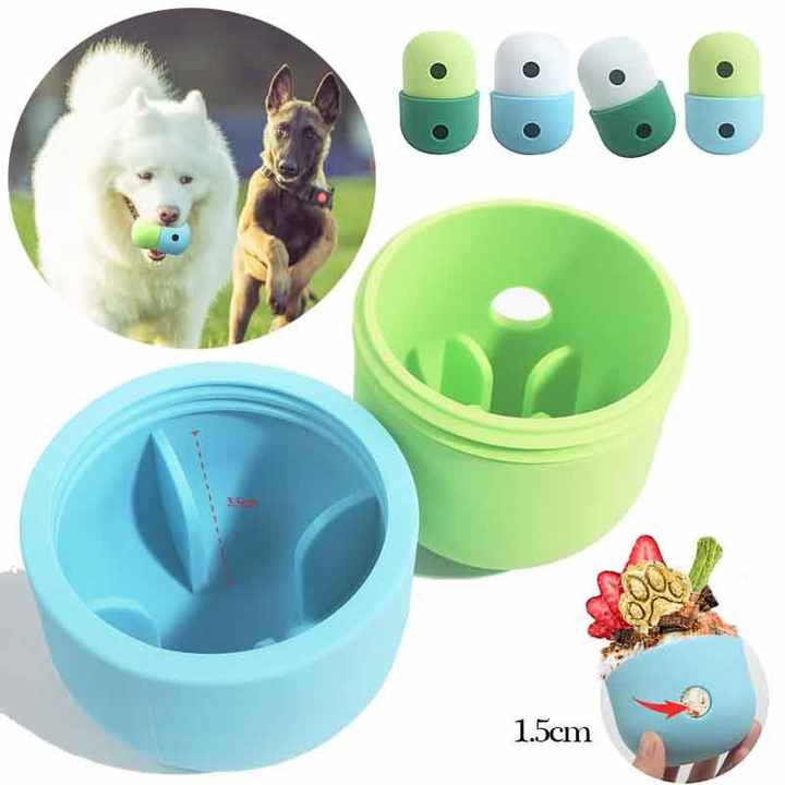 2 Pcs Green And Blue Interactive Pet Treat Dispensing Ball - Food-Grade Silicone Rolling Toy for Dogs with 1.5 cm Leakage Hole - Default Title - Pet Care > Toys > Dog Toys - Cat N Dog Shop