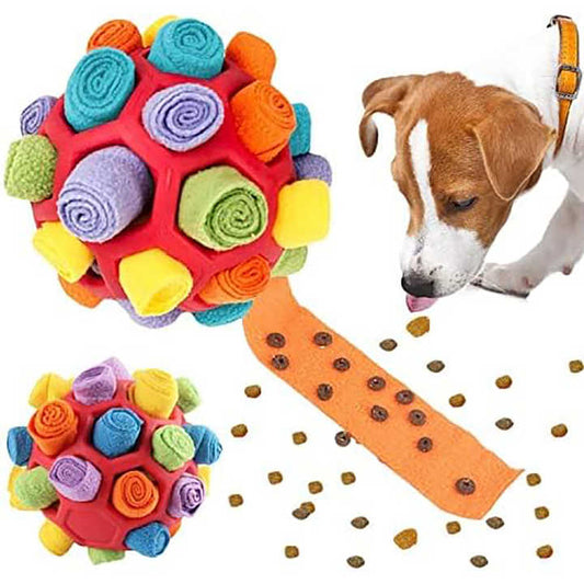 Green Ball And Colorful Strips Of Fabric Interactive Pet Snuffle Ball - Treat-Dispensing Toy for Dogs and Cats, 20 cm TPR and Felt Fabric for Mental Stimulation - Default Title - Pet Care > Toys > Dog Toys - Cat N Dog Shop
