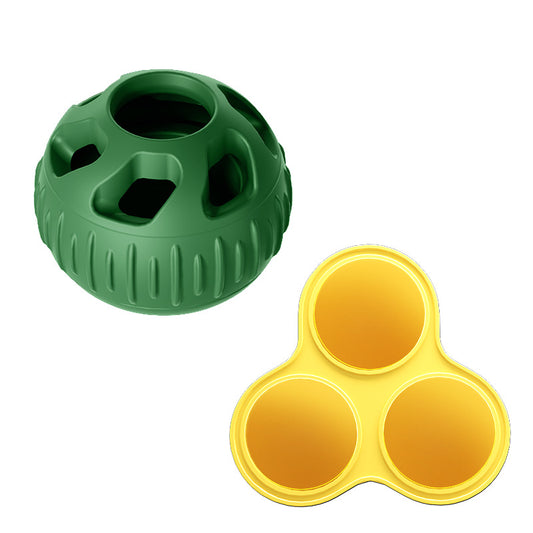 Green Ball and Yellow Mold Silicone Dog Chew Toy for Teeth Cleaning - Default Title - Pet Care > Toys > Dog Toys - Cat N Dog Shop