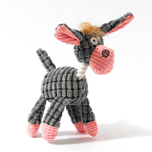 3pcs Grey Goofy Plush Donkey Dog Toy with Squeaker for Playful Pets - Default Title - Pet Care > Toys > Dog Toys - Cat N Dog Shop