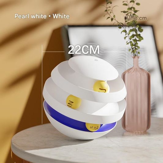 Pearl White Cat Scratching Ball Toy with Multi-Layer Track for Playful Cats - Default Title - Pet Care > Cat Supplies > Cat Furniture - Cat N Dog Shop