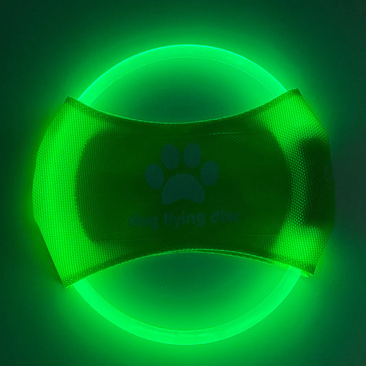 Green LED Rechargeable Dog Flying Disc - Glow-in-the-Dark Pet Training Toy with Paw Design - Default Title - Pet Care > Dog Supplies > Dog Training Aids - Cat N Dog Shop
