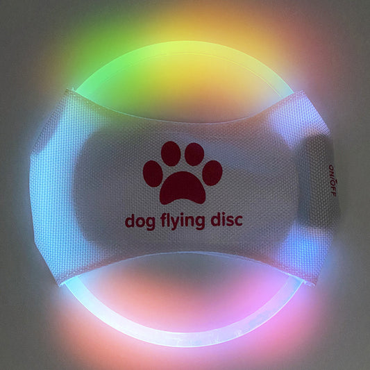 Colorful Light LED Rechargeable Dog Flying Disc - Glow-in-the-Dark Pet Training Toy with Paw Design - Default Title - Pet Care > Dog Supplies > Dog Training Aids - Cat N Dog Shop