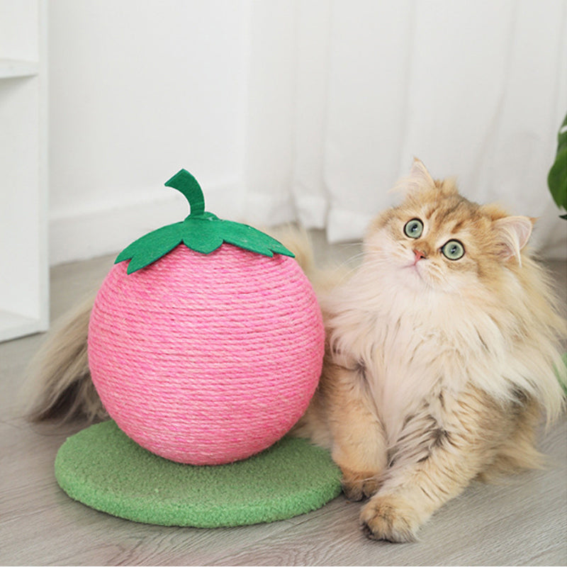 Pink Strawberry Cat Scratcher Ball with Durable Base for Playful Kittens - Default Title - Pet Care > Cat Supplies > Cat Scratching Posts - Cat N Dog Shop
