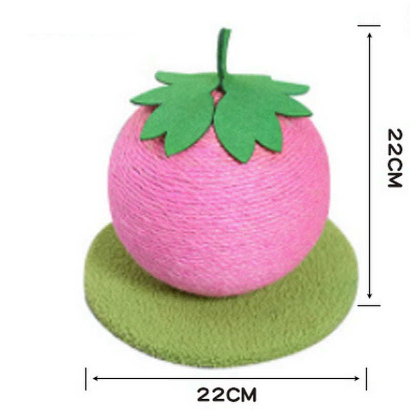 Pink Strawberry Cat Scratcher Ball with Durable Base for Playful Kittens - Default Title - Pet Care > Cat Supplies > Cat Scratching Posts - Cat N Dog Shop